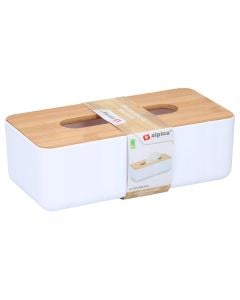 Cosmetic tissue box with bamboo lid Alpina, 26x13x8.5 cm