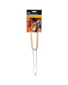Clamp for barbecue, BBQ, wood, stainless steel, 39 cm