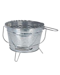 Charcoal barbecue, portable, bucket-shaped, gray, 33x15 cm, metal, silver