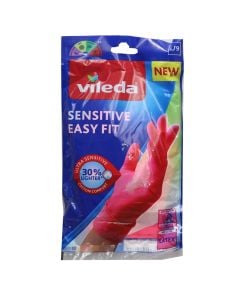 Doreza pastrimi, Vileda, L/9, latex, Easy Fit, e kuqe, 1 palë