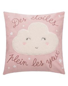 Jastek dekorues per femije, pellushi,  dekor reje, katrore, roze, 1 cope