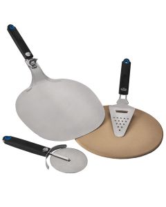 Set of serving accessories for pizza, Napoleon, Stainless steel and stone, 4 pieces