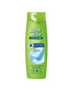 Shampo flokësh për volum, me efekt kundër zbokthit, Wash & Go, plastikë, 360 ml, e gjelbër, 1 copë