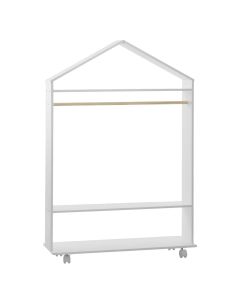 Static clothes hanger with wheels for children, MDF, 80.5x1.36x120 cm, white, 1 piece