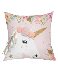 Jastëk dekorues për fëmijë, Unicorn, poliestër, 40x40 cm, mikse, 1 copë