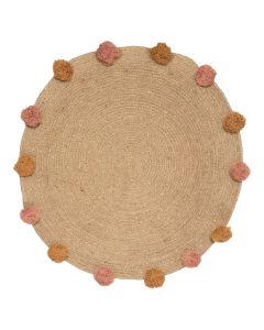 Tapet rrethor për dhomë fëmijësh, Pompon, 78x78 cm, kafe, 1 copë