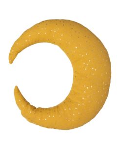 Jastëk dekorues për fëmijë, pellushi, 32x28x10 cm, hënë, mustard, 1 copë