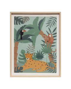 Children s canvas Jungle, wood and glass, 40x50 cm