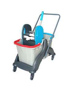 Set kovë pastrimi, plastike dhe metalike, 2 kova x 25 lt, 70x42x82 cm, blu dhe gri, 1 copë