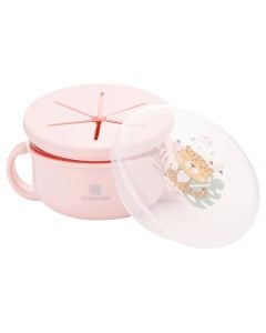 Baby food bowl, Savana, 2 in 1, 15x12.5x9.5 cm, 380 ml, pink, +12 months, 1 piece