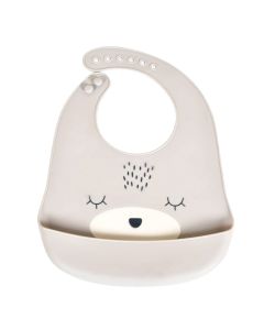 Baby bib, Cangaroo, silicone, 28.5x22.5 cm, gray, 1 piece
