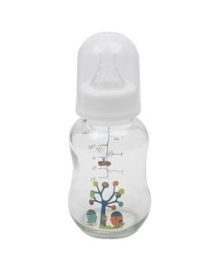 Baby pacifier bottle, Cangaroo, Birdy, glass, 120 ml, 0 months +, anti colic, white, 1 piece