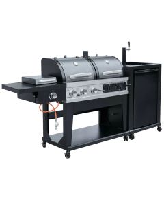 Barbekju me gaz, El Fuego, 3 në 1, Kombi, me distributor birre, 236x138x69 cm, e zezë, 1 copë