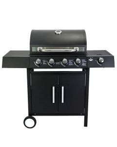 Barbekju me gaz, El Fuego, San Angelo, 4+1, celik, 110x102x48 cm, e zezë, 1 copë