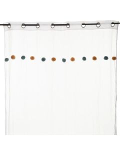 Perde për dhomë fëmijësh, e bardhë me pompon, 240x140x5.20 cm, 1 copë