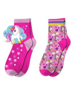 Corape për fëmijë, Unicorn, pambuk, rozë, 2 palë