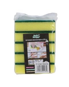 Cleaning sponge, 14 cm, yellow, 5 pieces, 1 pack