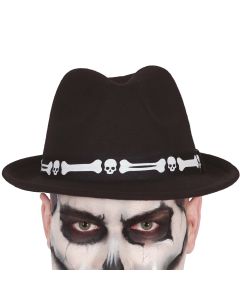 Halloween hat, skeleton, polyester, black, 1 piece