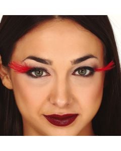 Qerpikë fals për halloween, me pupla, e kuqe, 1 copë