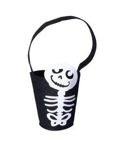 Decorative bag, halloween, skeleton, 14x18 cm, polyester, black, 1 piece
