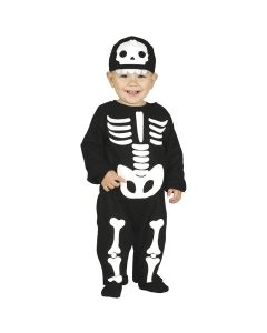 Halloween costume for children, Skeleton, polyester, black and white, 2-3 years, 1 piece