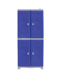 Plastic cabinet with 4 shelves, white + blue, 70x44x173.5 cm, polypropylene, 1 piece