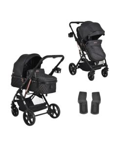 Baby carriage, Moni, Rafaello, black, 2 in 1, 15 kg, 1 piece