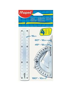 Ruler set, Maped, Classic, plastic, 15 cm, 4 pieces, 1 pack