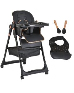 Children's dining chair+dining accessories, Cangaroo, Lindo, black, +6 months, 15 kg, 1 piece