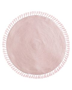 Children's circular rug, fringed, pink, polyester/cotton, D90cm, 1 piece