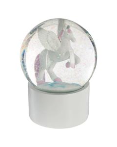 Decorative globe, Unicorn, Snow globe, glass, D10cm, white, 1 piece