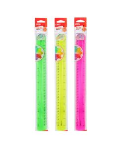 Ruler, Deli, plastic, mixed, 30 cm, 1 piece