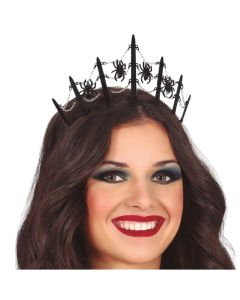 Tiaras with spider metal crown, halloween, black, 1 piece
