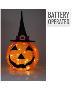 Halloween decoration, pumpkin with hat, foldable, 63 cm, mixed, 1 piece