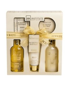 Shower set, IDC, Gold, 200 ml bubble bath, 200 ml shower gel, 100 g shower salt, 60 ml scrub, 100 ml body cream, 1 pack