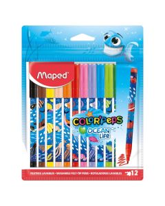 Watercolors, Maped, Decoraded Ocean, 12 colors, 1 pack