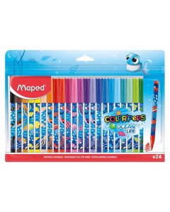 Watercolors, Maped, Decorated ocean, 24 colors, 1 pack