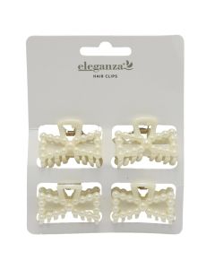 Hair clips, mixed, white, 4 pieces, 1 pack