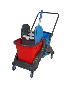 Set kovë pastrimi, plastike, 2 kova x 25 lt, 70x42x82 cm, blu/kuqe/gri, 1 copë