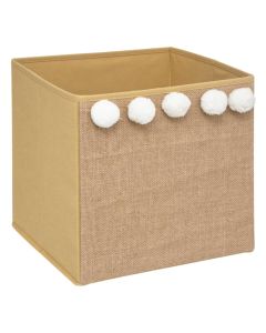 Kuti organizuese për fëmijë, jute pompoms, 29x29x29 cm, 1 copë