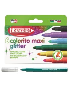 Bojëra uji, Fibracolor, Colorito Maxi Glitter, 6 copë, 1 pako
