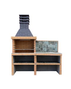 Barbeku betoni me dekor guri, dhe lavaman, 215x185x60 cm