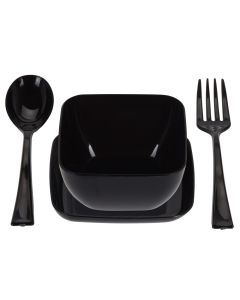 Amuse set, polystrene, black-transparent, 16 pieces, 1 pack