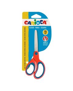 Gërshërë për fëmijë, Carioca, inoks, plastikë dhe gomë, 15 cm, e kuqe dhe blu, 1 copë
