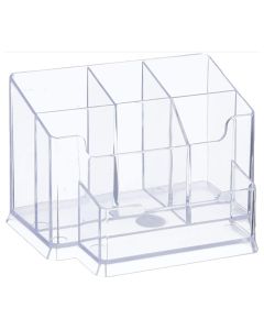 Mbajtëse për aksesorë kancelarie, plastikë, 15x11x10 cm, transparente, 1 copë
