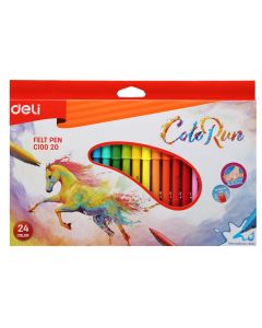 Colored markers for kids, ColoRun, Deli, plastic, 17.8x26.6x1.2 cm, orange and blue, 24 pieces