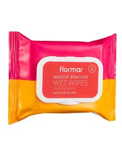 Letra të lagura për heqje makeup-i, Flormar, fibër, 15x10 cm, portokalli, 20 copë