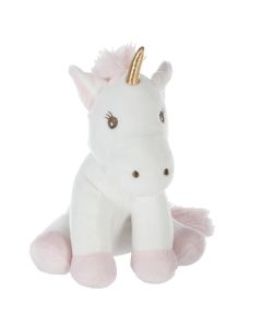 Lodër pelushi Unicorn, poliestër, 22 cm, bardhë