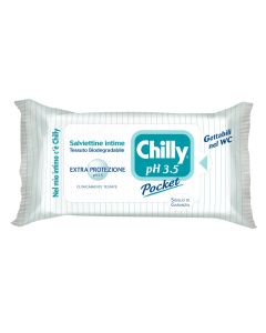 Peceta të lagura për kujdesin intim, Antibatterico, Chilly, tekstil, 13x7x3 cm, e bardhë dhe e kaltër, 12 copë