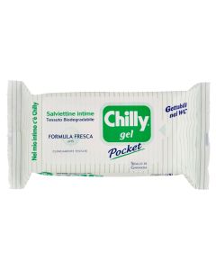 Peceta të lagura për kujdesin intim, Gel, Chilly, tekstil, 13x7x3 cm, e bardhë dhe e gjelbër, 12 copë